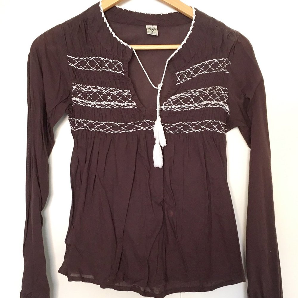 Prana Lightweight Shirt, Embroidered Detail, Ties